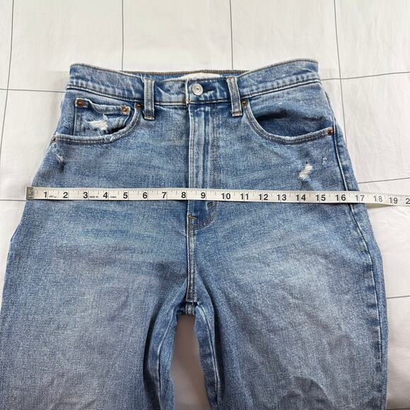 Abercrombie & Fitch Jeans Womens 28 Blue Ankle Straight Knee Patch Ultra High - Picture 7 of 11